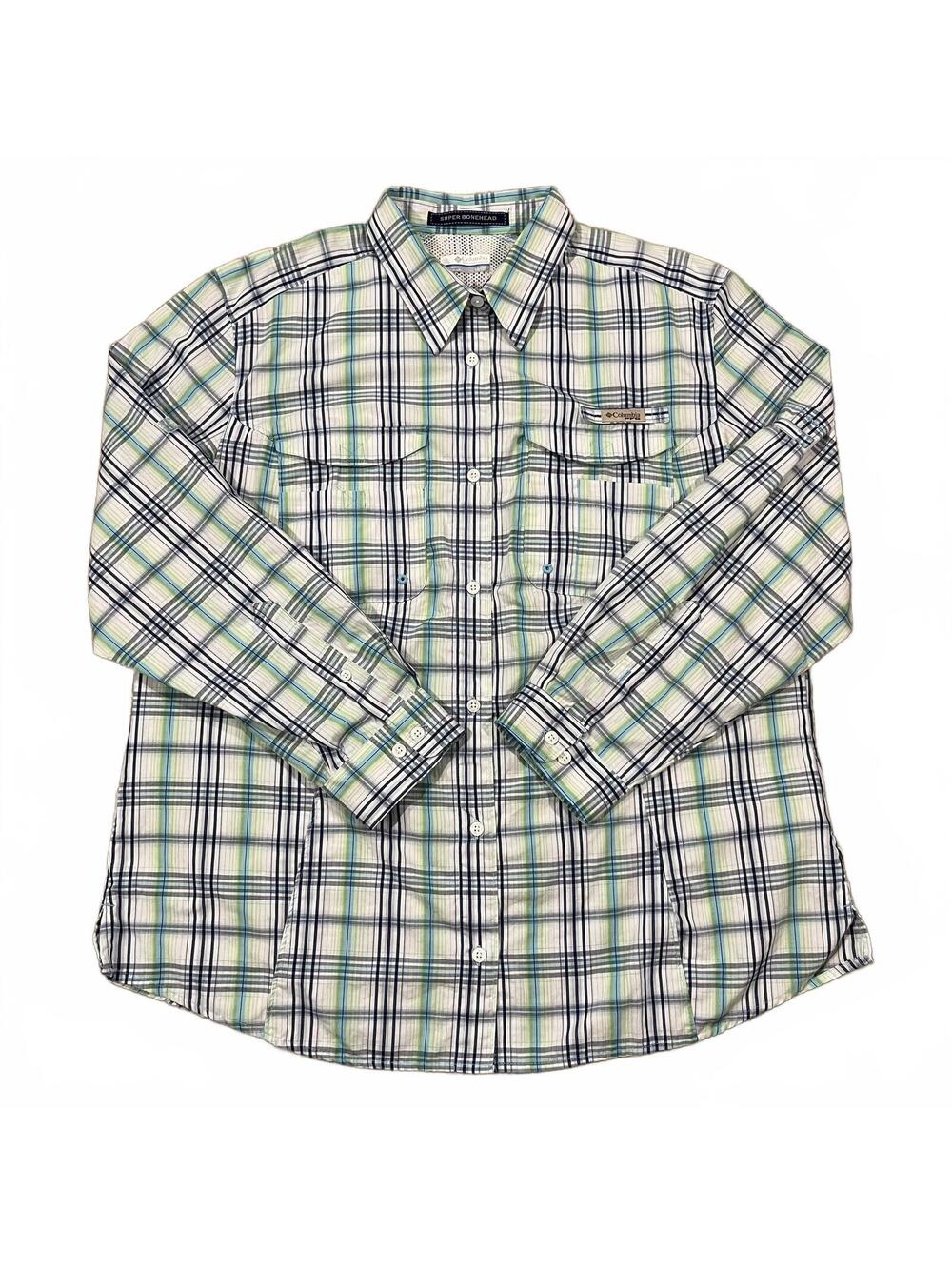 Columbia PFG Womens Super Bonehead Multicolor Plaid Long Sleeve Shirt Size 1X